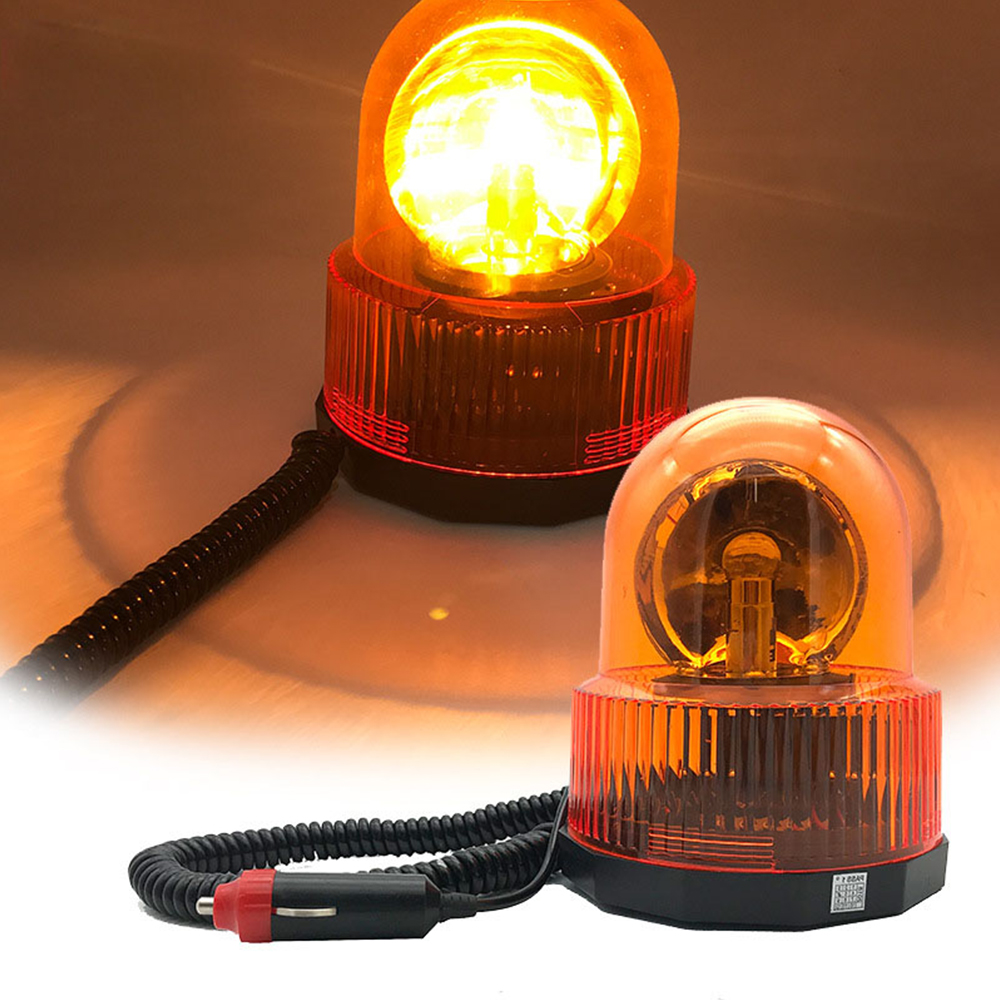 DC12V/24V 15W Halogen Rotating Warning Light Car Truck Emergency Round Light Standard Car Magnetic Ceiling Sucktion Signal Light